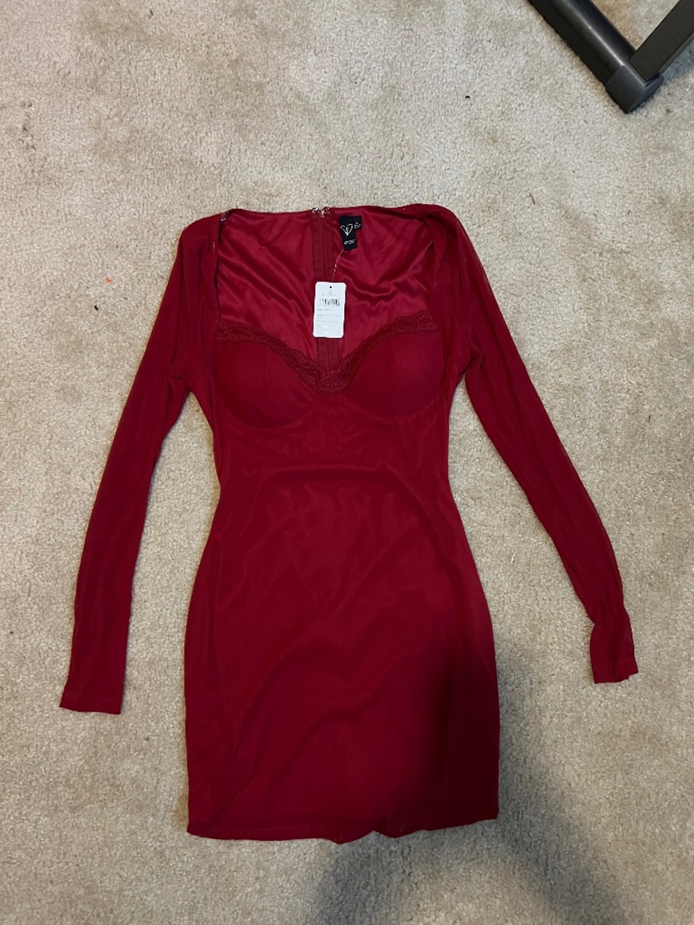 Red Long Sleeve Mini Dress